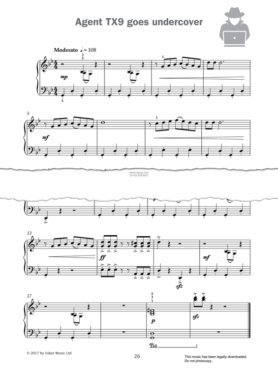 Produktgalerie: Seite 1 von 1 Agent TX9 goes undercover (from 'Improve Your Sight-Reading! A Piece a Week Piano Grade 3'), Paul Harris, Klavier
