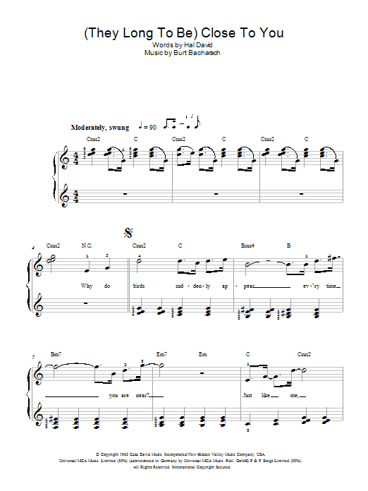 Produktgalerie: Seite 1 von 1 (They Long To Be) Close To You, Carpenters, Klavier
