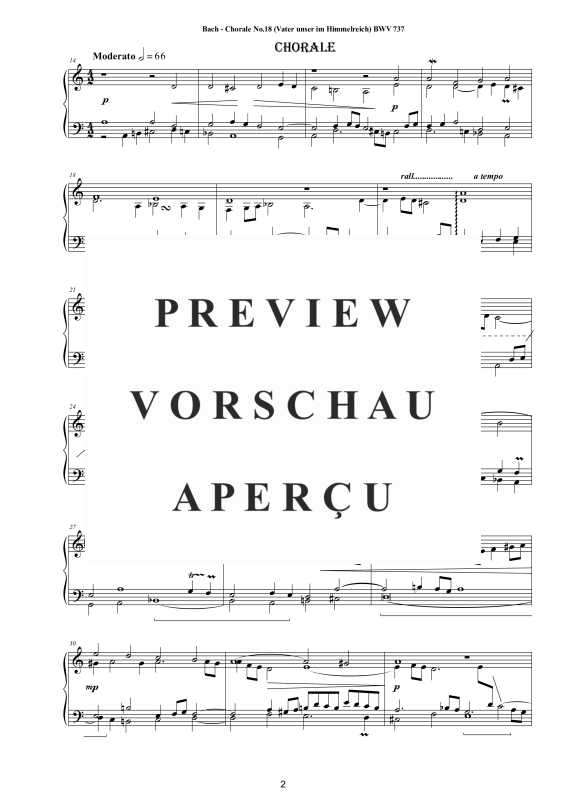 Produktgalerie: Seite 3 von 4 Choral No.18 dorisch (Vater unser im Himmelreich) BWV 737, , Klavier Solo