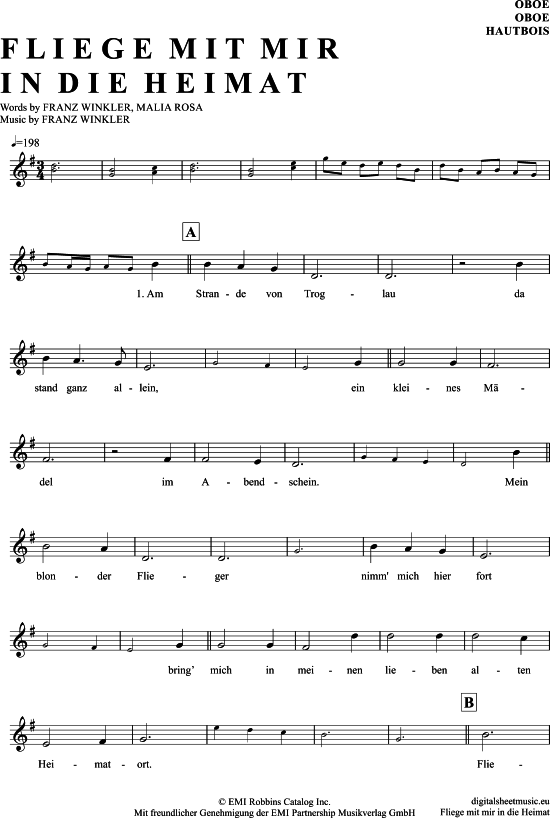 Produktgalerie: Seite 1 von 4 Fliege Mit Mir In Die Heimat , Troglauer Buam, (Oboe)