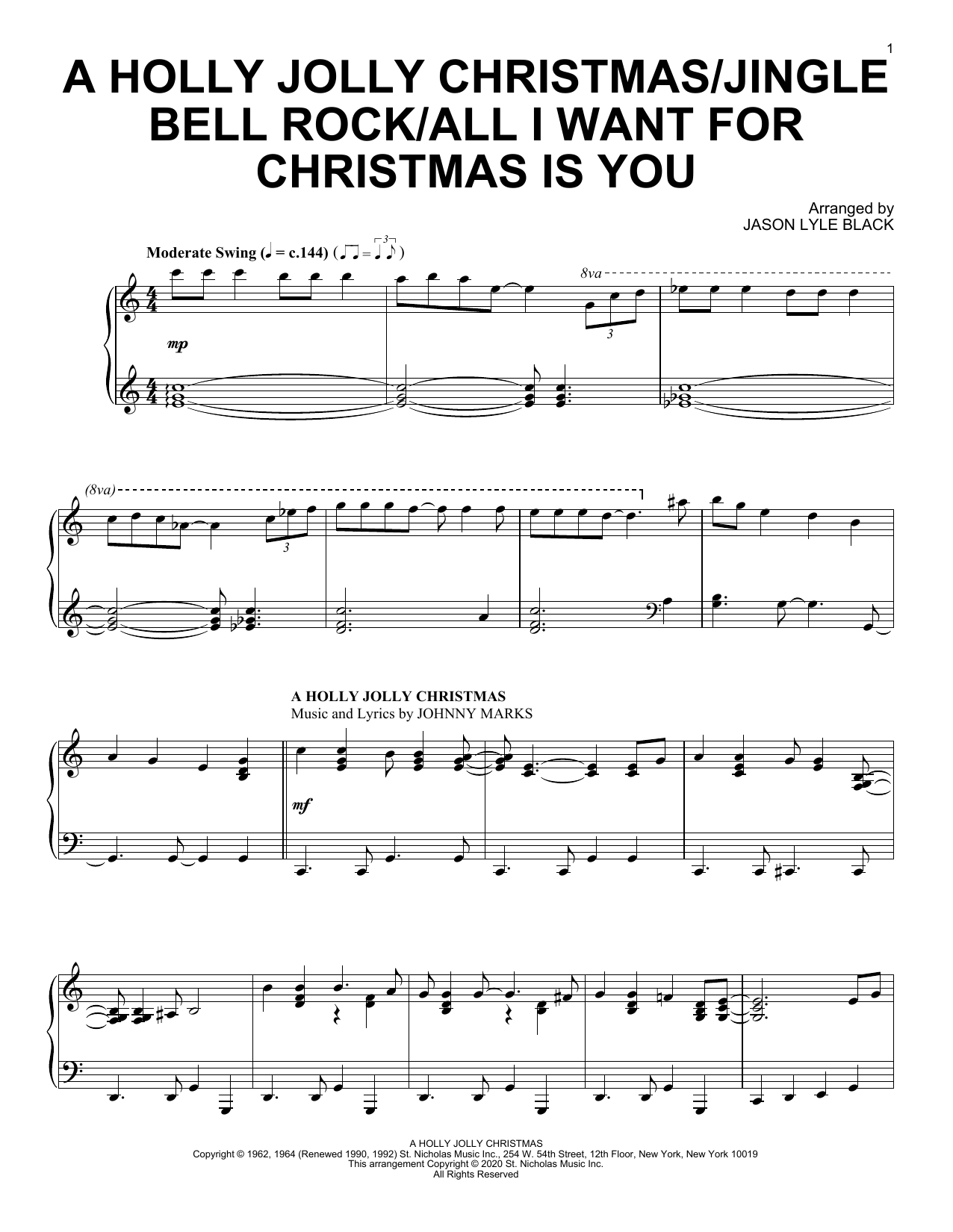 Product gallery: Page 1 of 1 A Holly Jolly Christmas/Jingle Bell Rock/All I Want For Christmas Is You, Jason Lyle Black