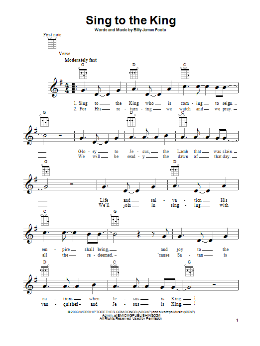 Product gallery: Page 1 of 1 Sing To The King, Billy Foote