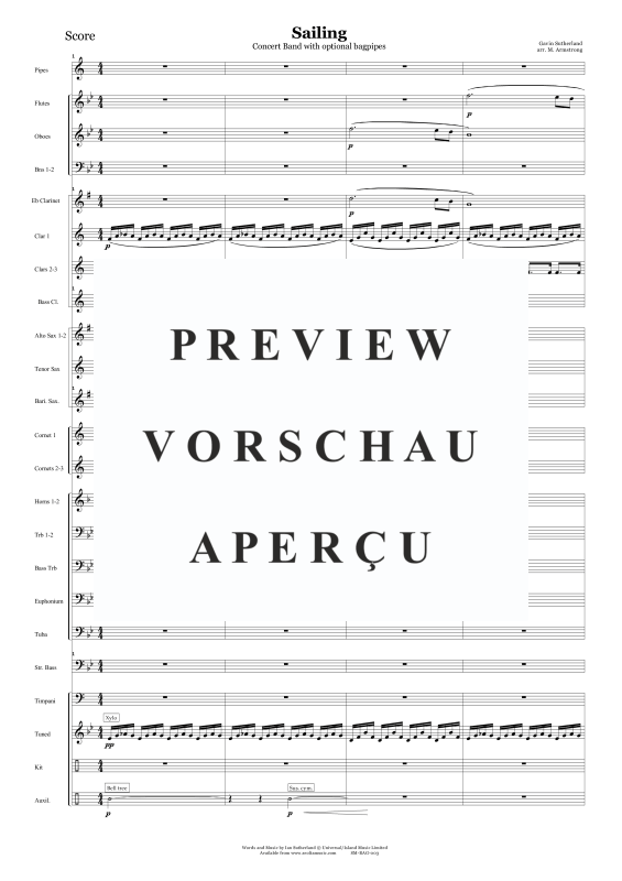 Produktgalerie: Seite 4 von 11 Sailing arr. for concert band and optional pipes, , Concert Band und Dudelsack Solo