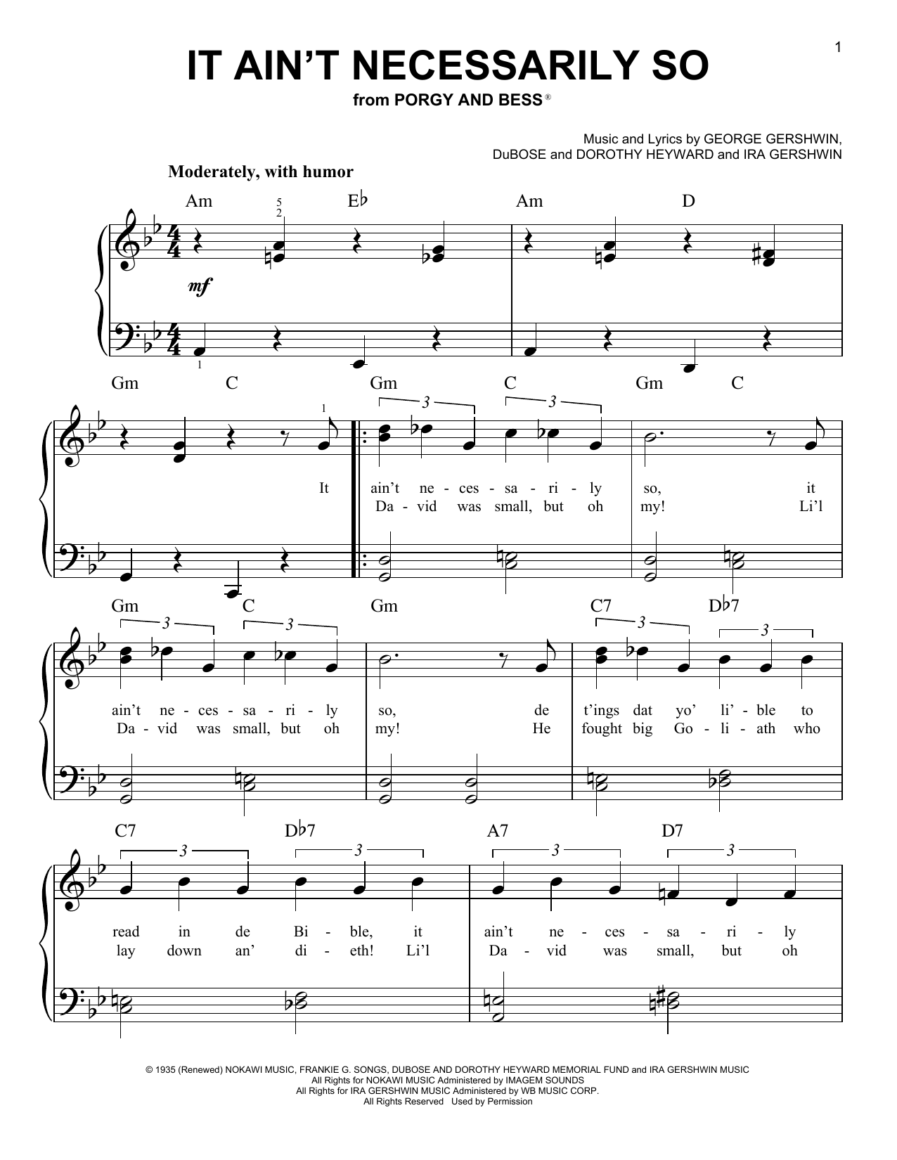 Produktgalerie: Seite 1 von 1 It Ain't Necessarily So, George Gershwin, Klavier