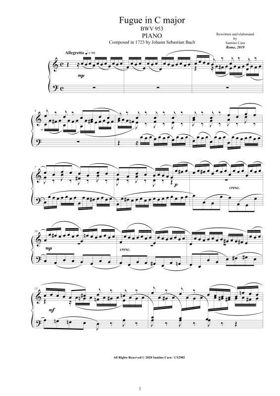 Produktbild zu: Fuge C-Dur BWV 953Johann Sebastian Bach