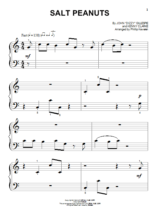 Produktgalerie: Seite 1 von 1 Salt Peanuts (arr. Phillip Keveren), Dizzy Gillespie, Klavier