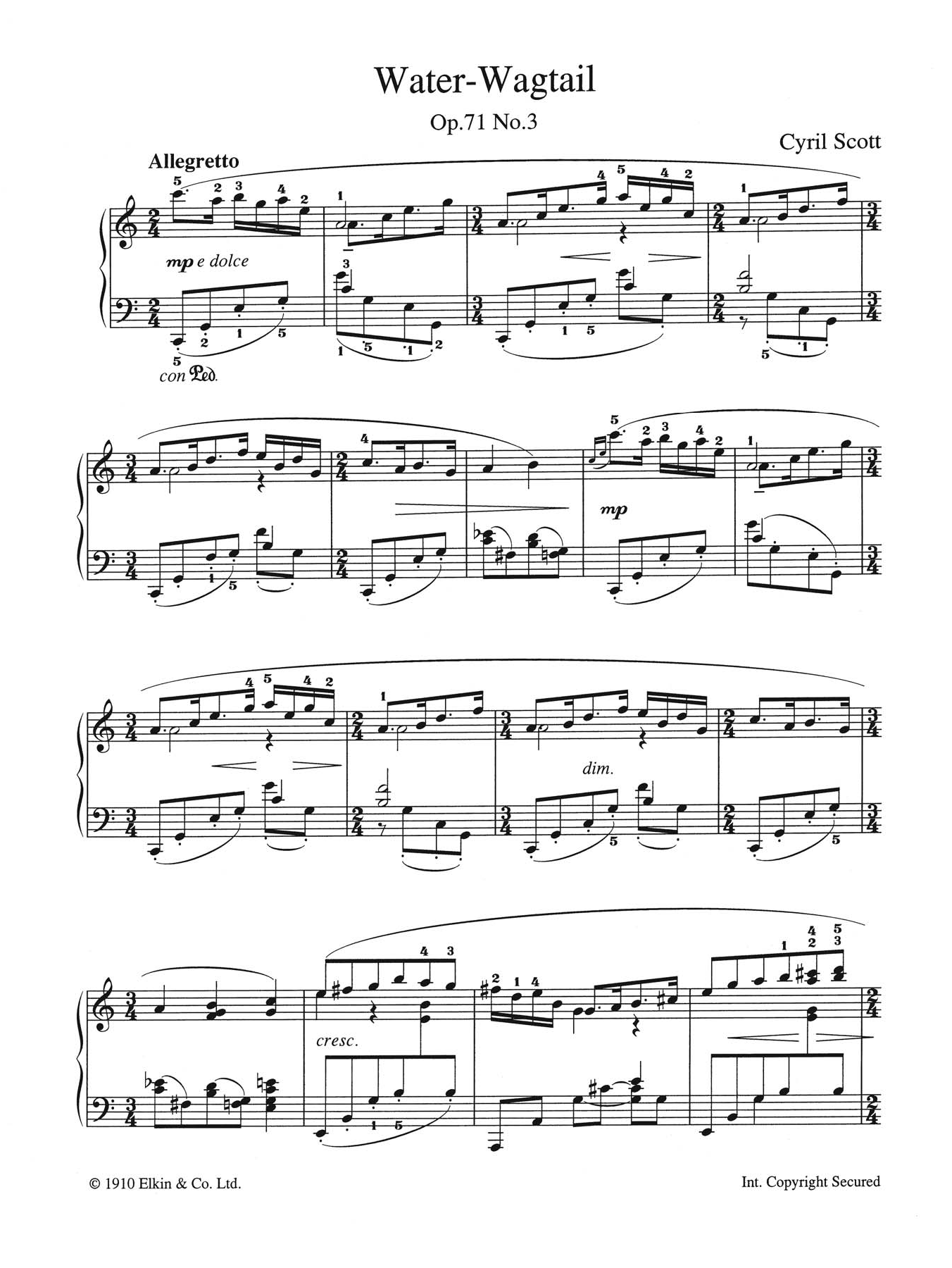 Produktbild zu: Water-Wagtail Op. 71 No. 3
