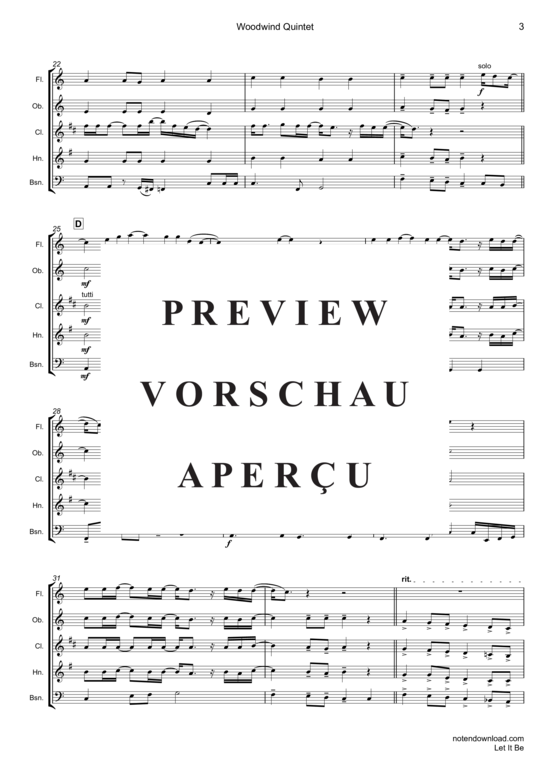 Produktgalerie: Seite 4 von 19 Let It Be , Beatles, The, (Holzbläser Quintett)