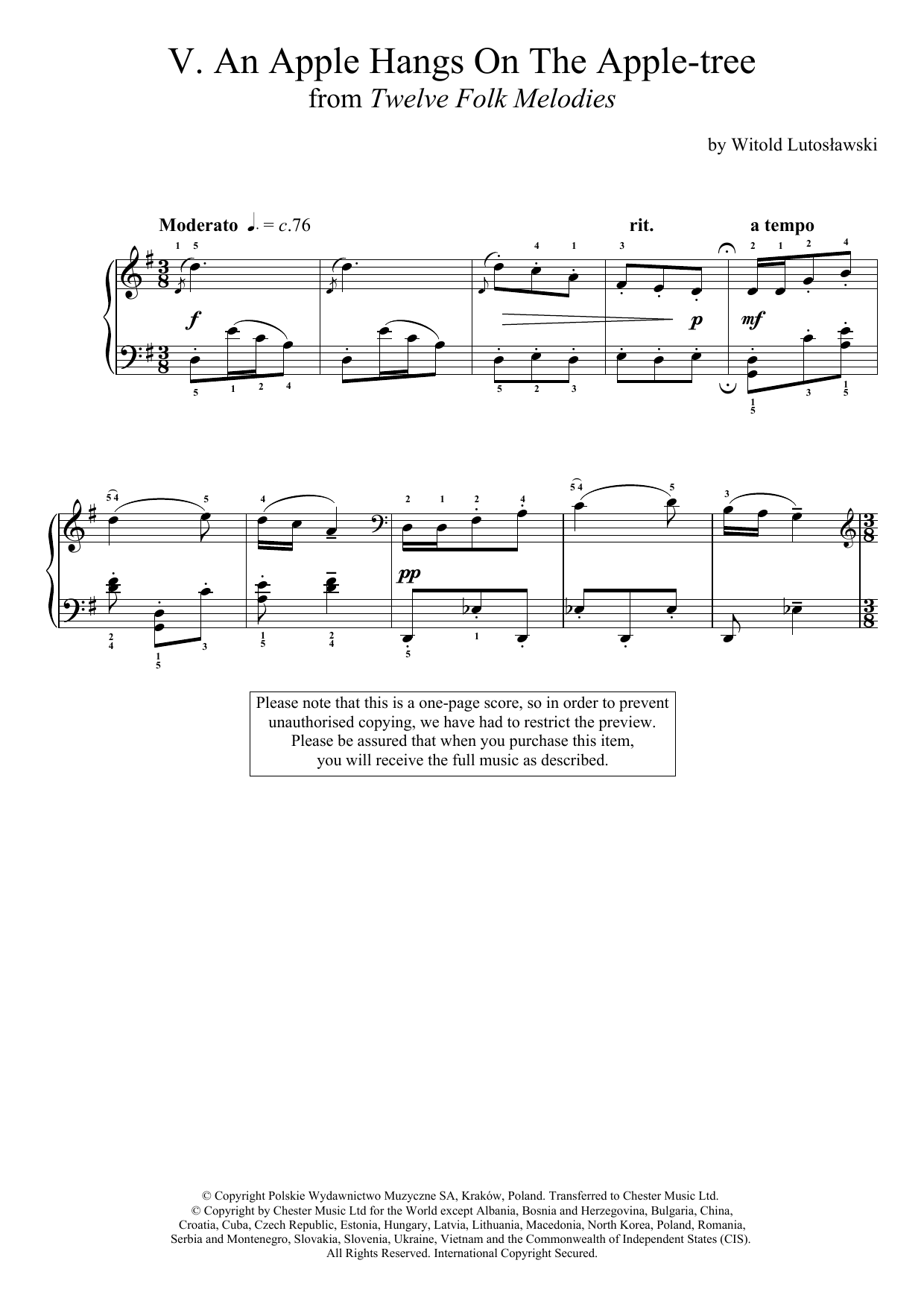 Product picture to:  An Apple Hangs On The Apple-Tree - Witold Lutoslawski