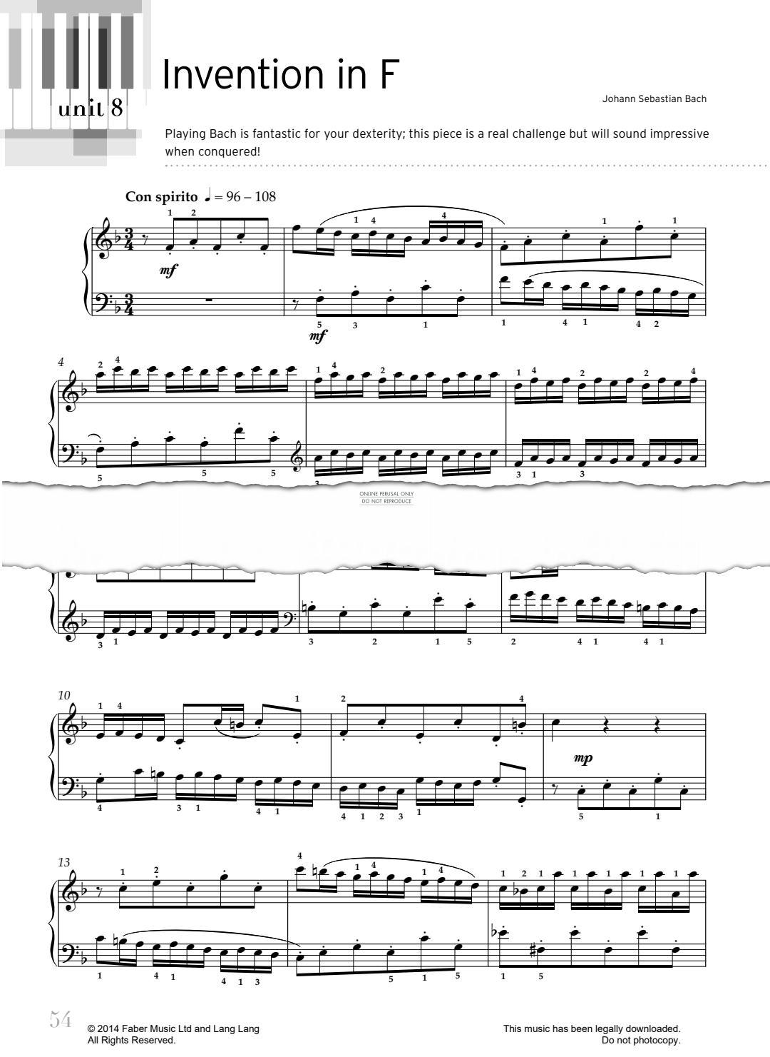 Produktgalerie: Seite 1 von 1 Invention In F, Johann Sebastian Bach, Klavier