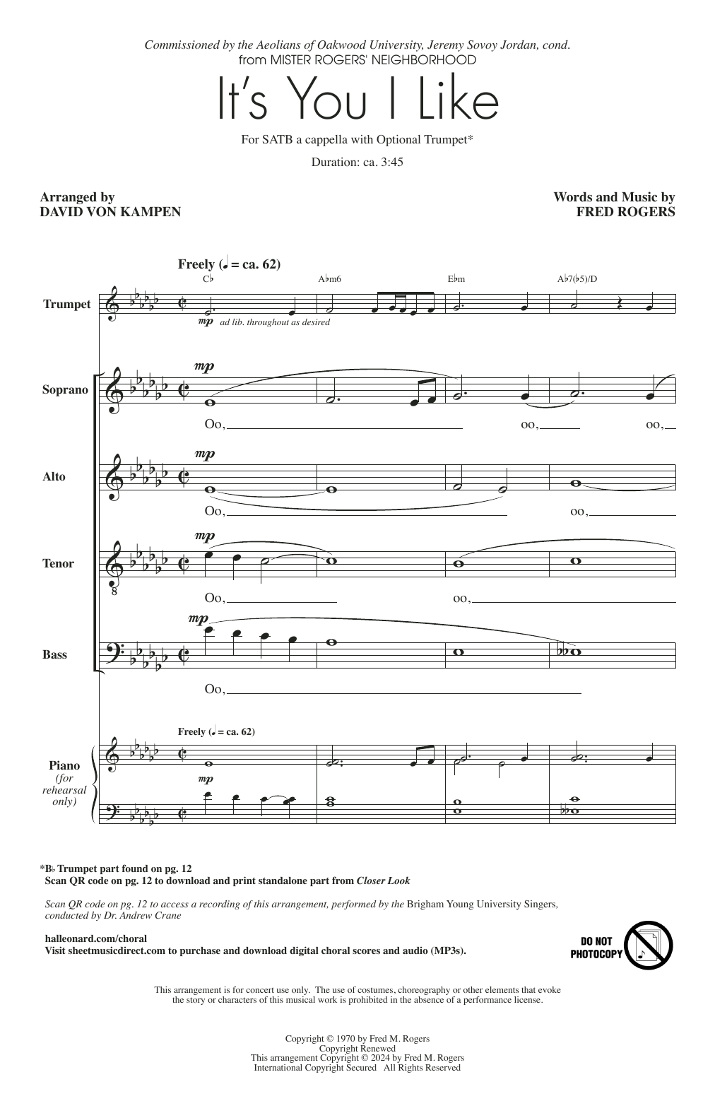 Product picture to: It's You I Like (arr. David von Kampen)
