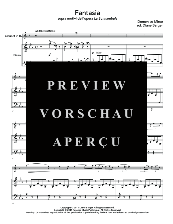 Product gallery: Page 5 of 11 Fantasia sopra motivi dell´opera La Sonnambula, , (clarinet in Bb and piano)