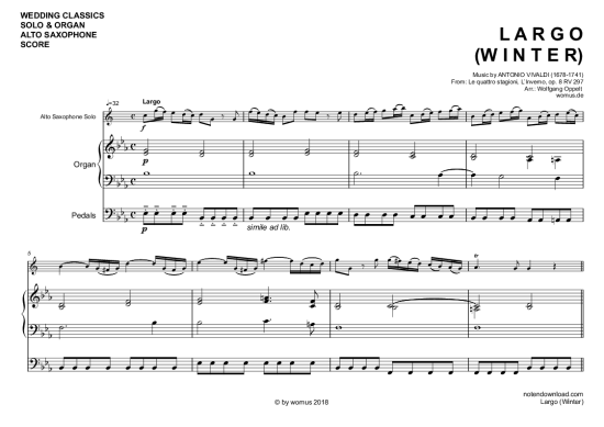 Product picture to: Largo (Winter) Antonio Vivaldi (arr. WO)