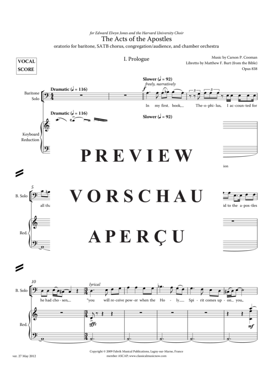Product gallery: Page 10 of 21 The Acts of the Apostles , , (baritone, mixed choir, piano, organ, + chamber orchestra)