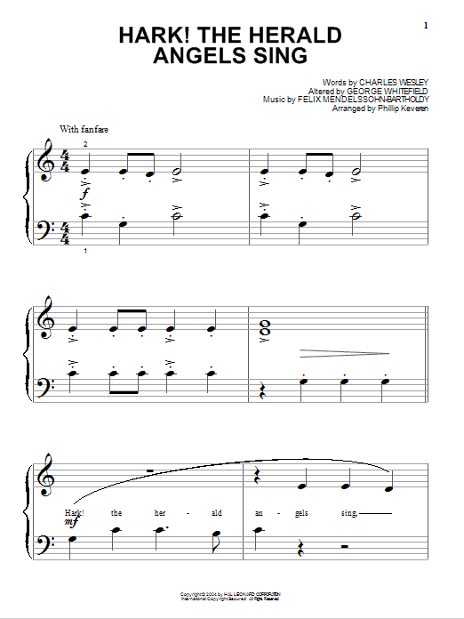 Produktgalerie: Seite 1 von 1 Hark! The Herald Angels Sing (arr. Phillip Keveren), Charles Wesley, Klavier