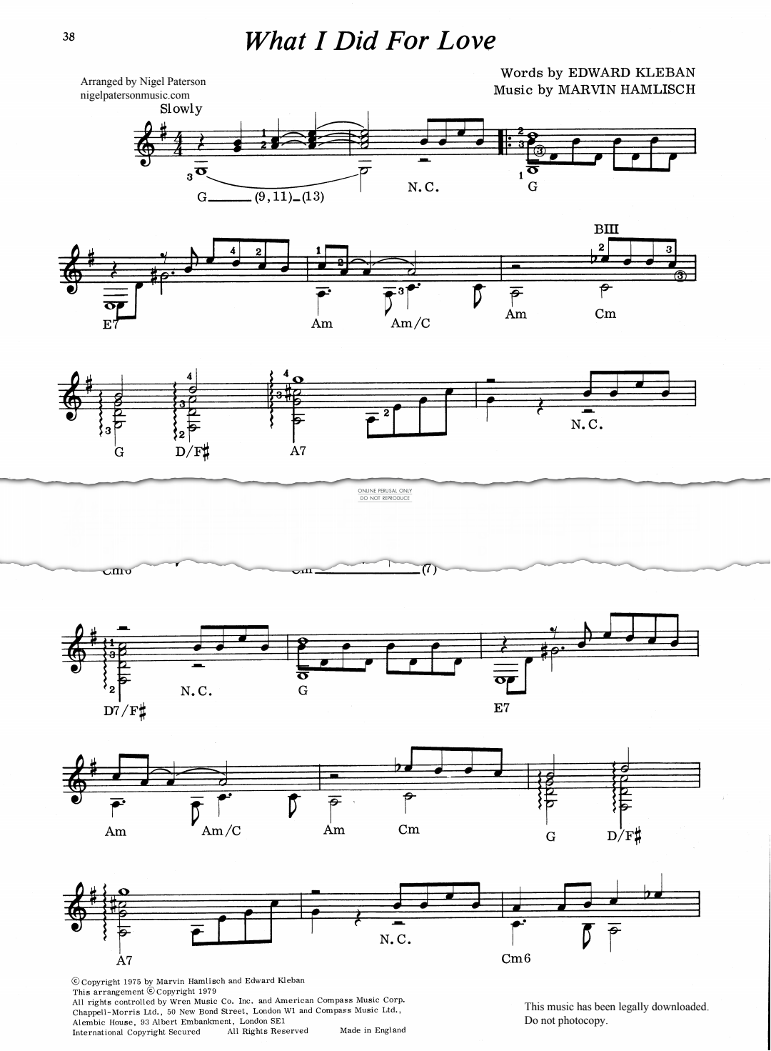 Product gallery: Page 1 of 1 What I Did For Love, Marvin Hamlisch