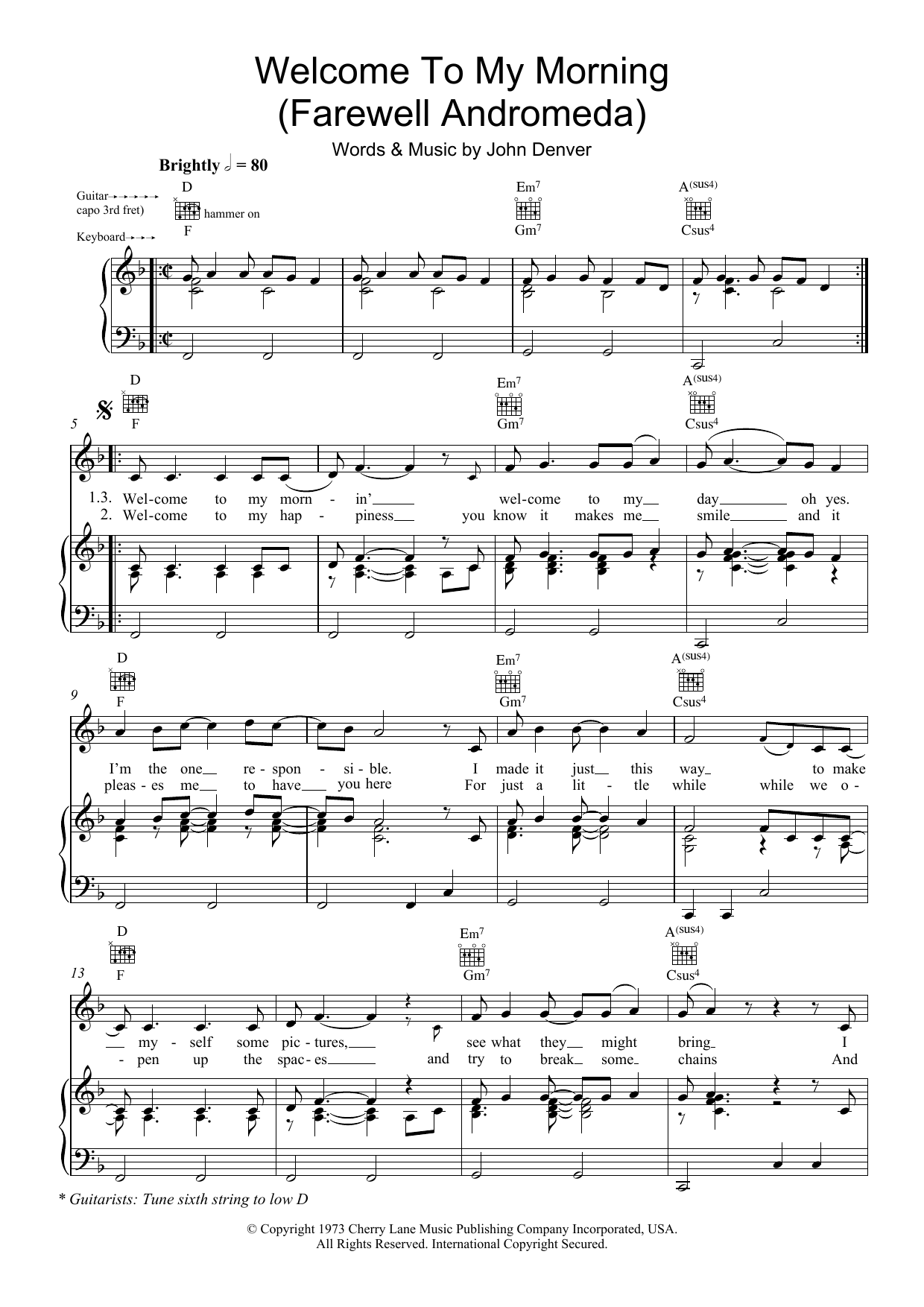 Produktgalerie: Seite 1 von 1 Welcome To My Morning (Farewell Andromeda), John Denver, Gesang, Gitarre, Klavier