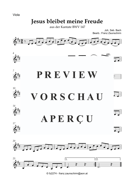 Produktgalerie: Seite 5 von 8 Jesus bleibet meine Freude, , Viola und Orgel