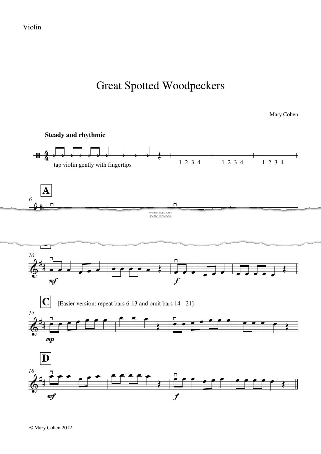 Produktgalerie: Seite 1 von 1 Great Spotted Woodpeckers, Mary Cohen, Violine