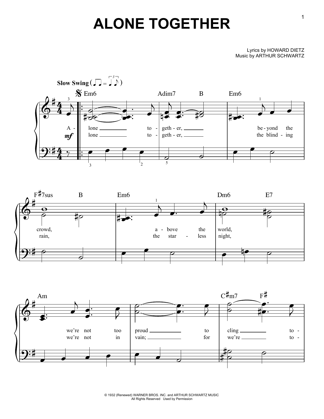 Produktgalerie: Seite 1 von 1 Alone Together, Arthur Schwartz, Klavier