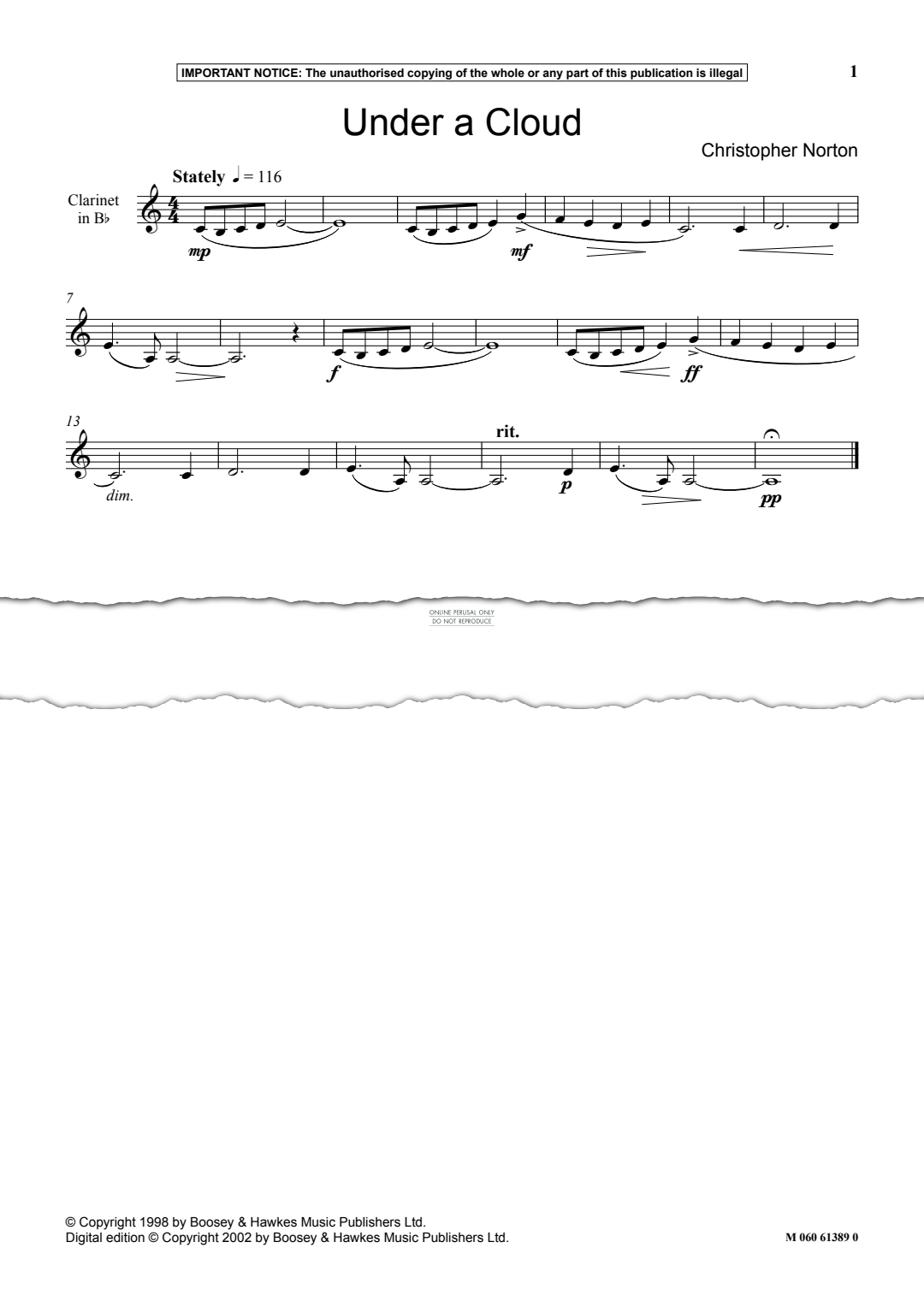 Produktgalerie: Seite 1 von 1 Under a Cloud, Christopher Norton, Klarinette, Klavier