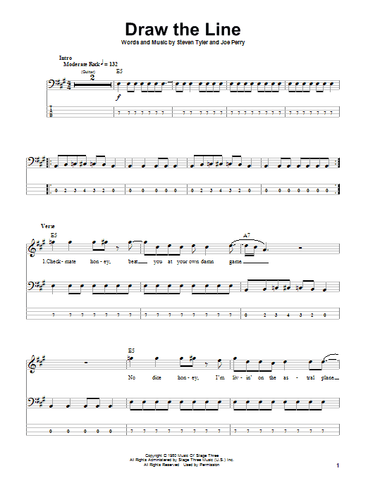 Produktgalerie: Seite 1 von 1 Draw The Line, Aerosmith, E-Bass