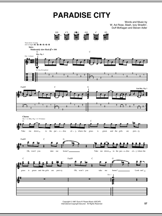 Produktgalerie: Seite 1 von 1 Paradise City (live version), Guns N' Roses, Gitarre