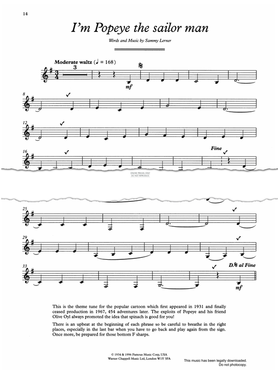 Product gallery: Page 1 of 1 I'm Popeye The Sailor Man, Sammy Lerner