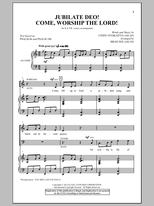 Produktbild zu: Jubilate Deo! Come Worship The Lord!