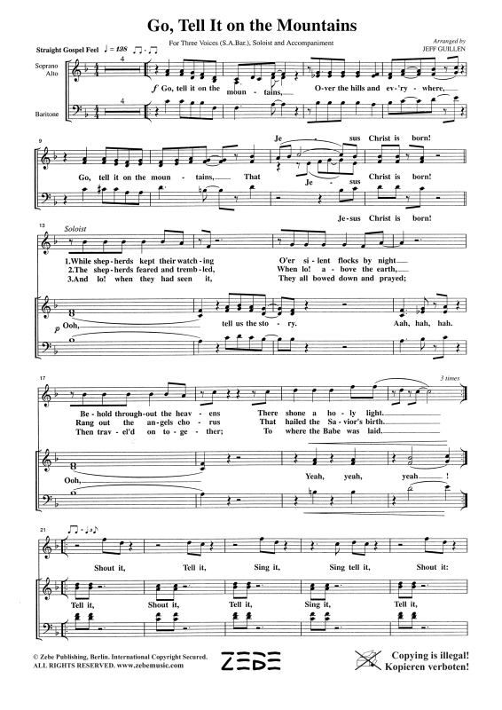 Produktgalerie: Seite 1 von 10 Go, Tell It on the Mountains, , Gemischter Chor SAB, Solo und Klavier