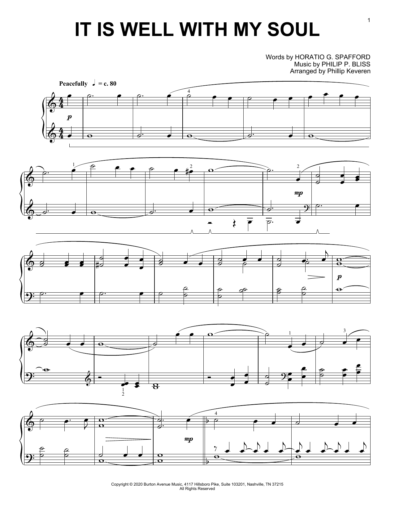 Product picture to: It Is Well With My Soul (arr. Phillip Keveren)