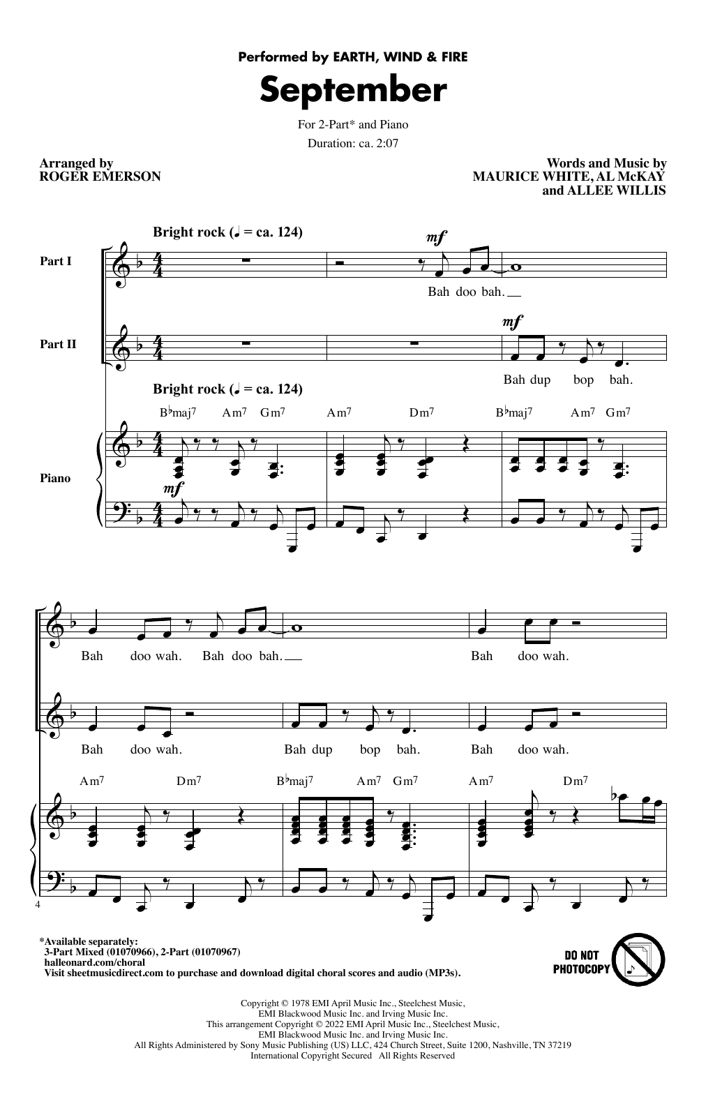 Product picture to: September (arr. Roger Emerson)