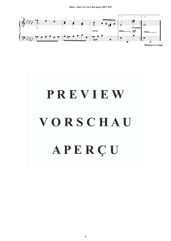 Produktgalerie: Seite 9 von 9 Piano Suite No.2 in Es-Dur BWV 819 - Complete Piano Version, , Klavier Solo