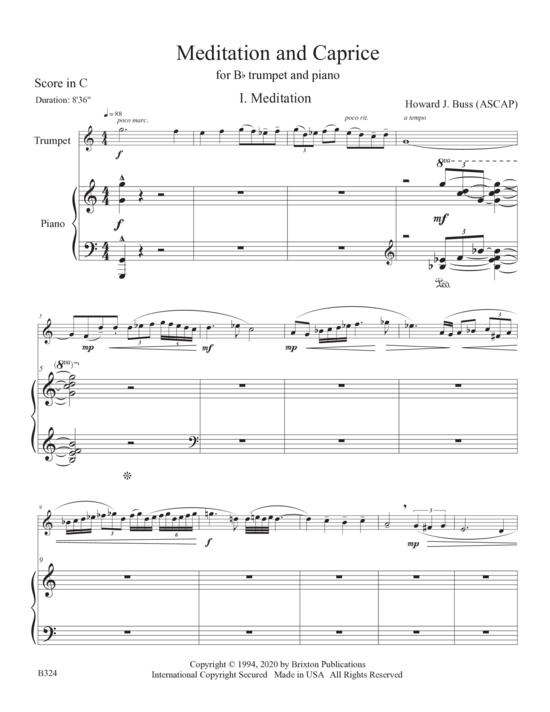 Produktbild zu: Meditation and Caprice Howard J. Buss 
