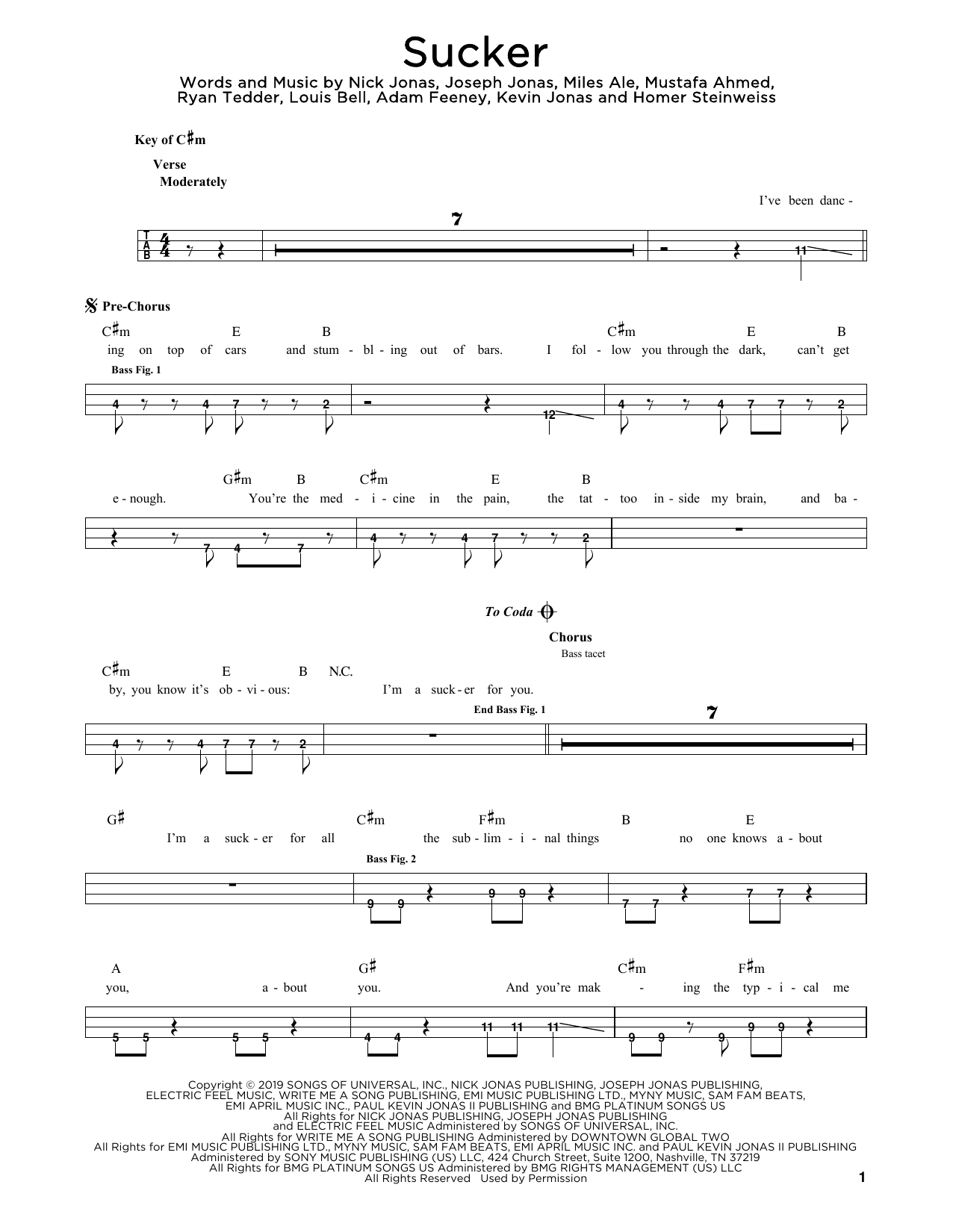 Produktgalerie: Seite 1 von 1 Sucker, Jonas Brothers, E-Bass, Gitarre