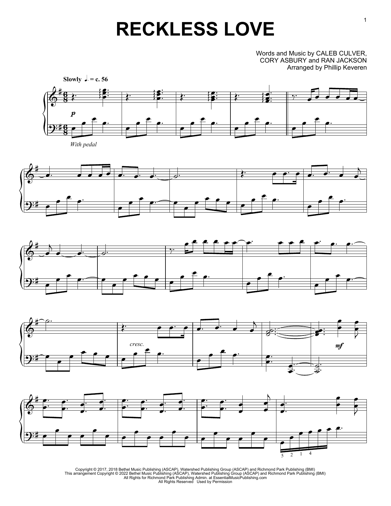 Produktbild zu: Reckless Love (arr. Phillip Keveren)