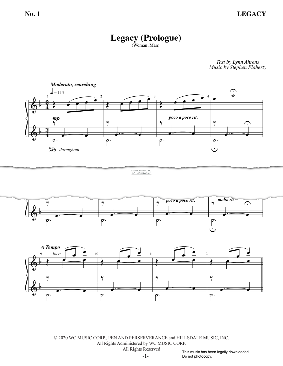 Produktgalerie: Seite 1 von 1 Legacy Prologue (from 'Legacy'), Stephen Flaherty, Gesang, Klavier