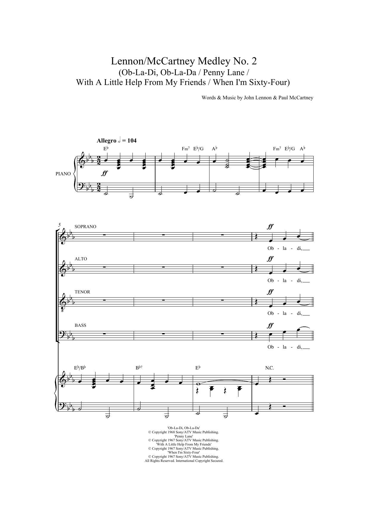 Produktgalerie: Seite 1 von 1 Lennon / McCartney Medley No. 2, The Beatles, Chor