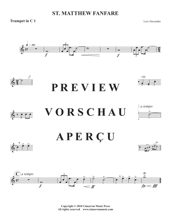 Produktgalerie: Seite 4 von 9 St. Matthew Fanfare , , (Blechbläser Quartett 2x Trompete in C/Bb + 2x Posaune)