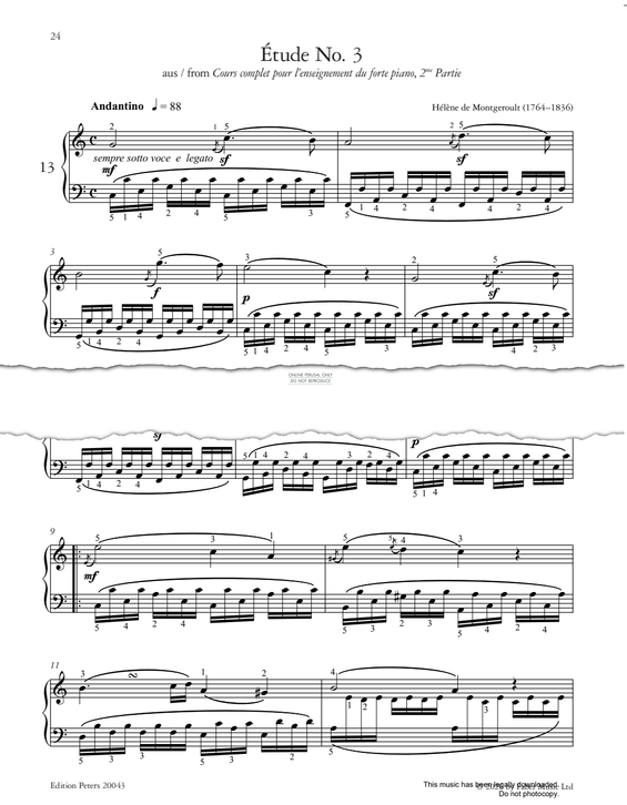Produktgalerie: Seite 1 von 1 Étude No. 3, Hélène de Montgeroult, Klavier