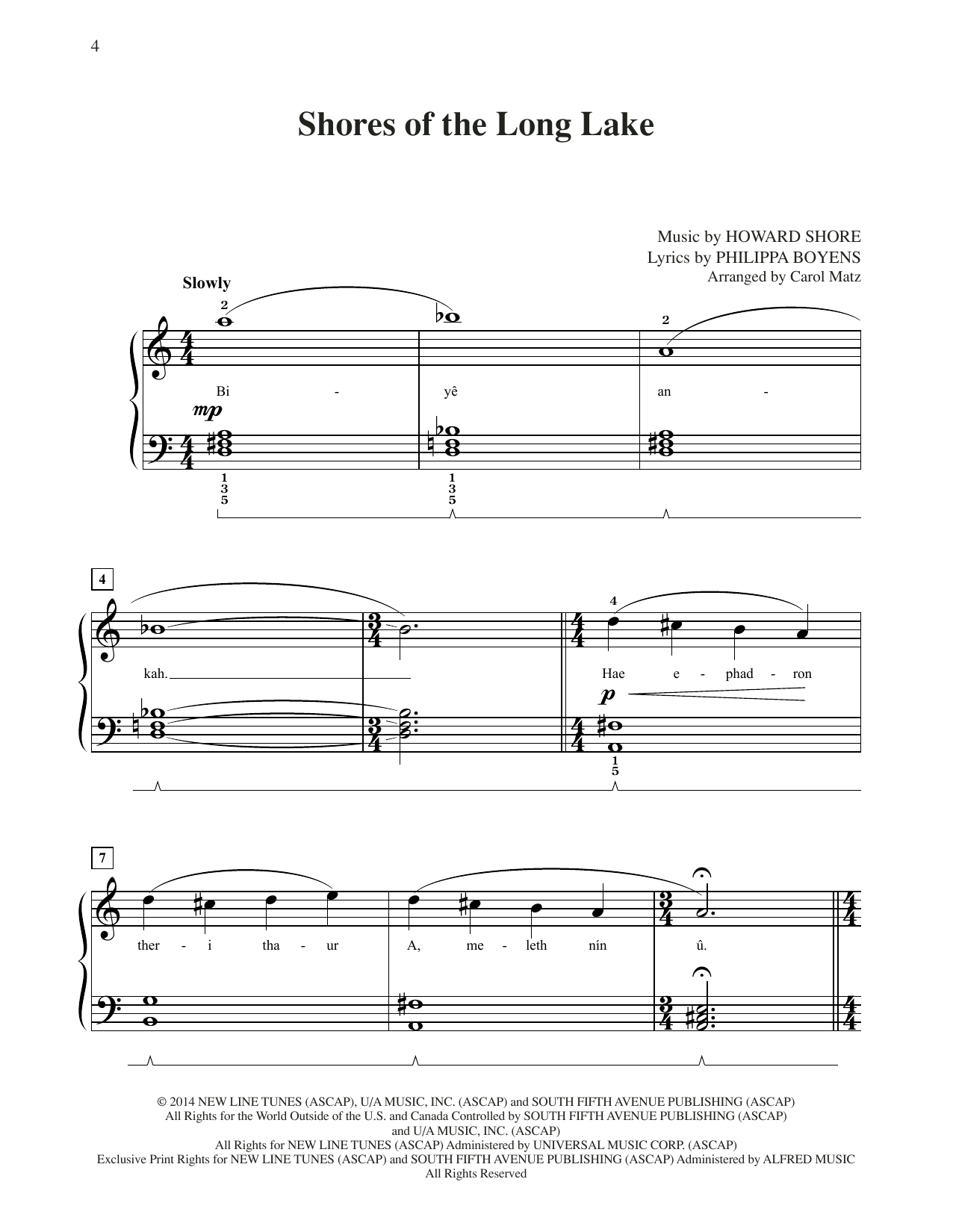 Produktbild zu: Shores Of The Long Lake (from The Hobbit: The Battle of the Five Armies) (arr. Carol Matz)