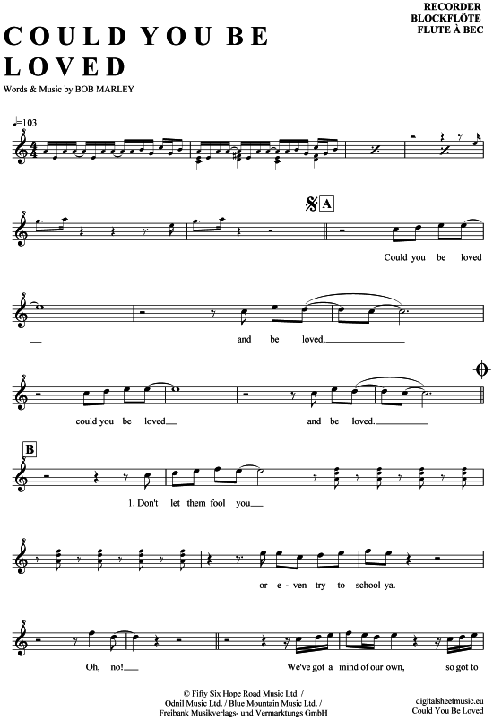 Product picture to: Could you be loved Bob Marley