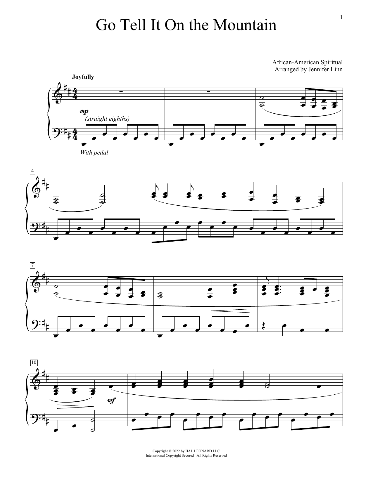 Product gallery: Page 1 of 1 Go Tell It On The Mountain (arr. Jennifer Linn), African American Spiritual