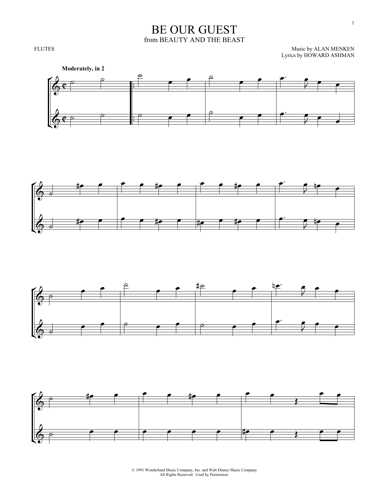 Product gallery: Page 1 of 1 Be Our Guest (from Beauty And The Beast), Alan Menken & Howard Ashman
