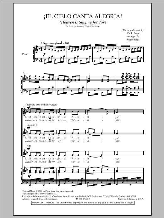 Produktgalerie: Seite 1 von 1 El Cielo Canta Alegria! (Heaven Is Singing For Joy!), Roger Bergs, Chor