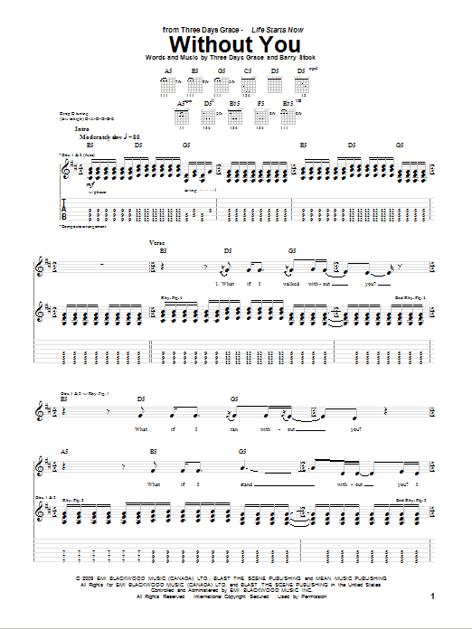 Produktgalerie: Seite 1 von 1 Without You, Three Days Grace, Gitarre