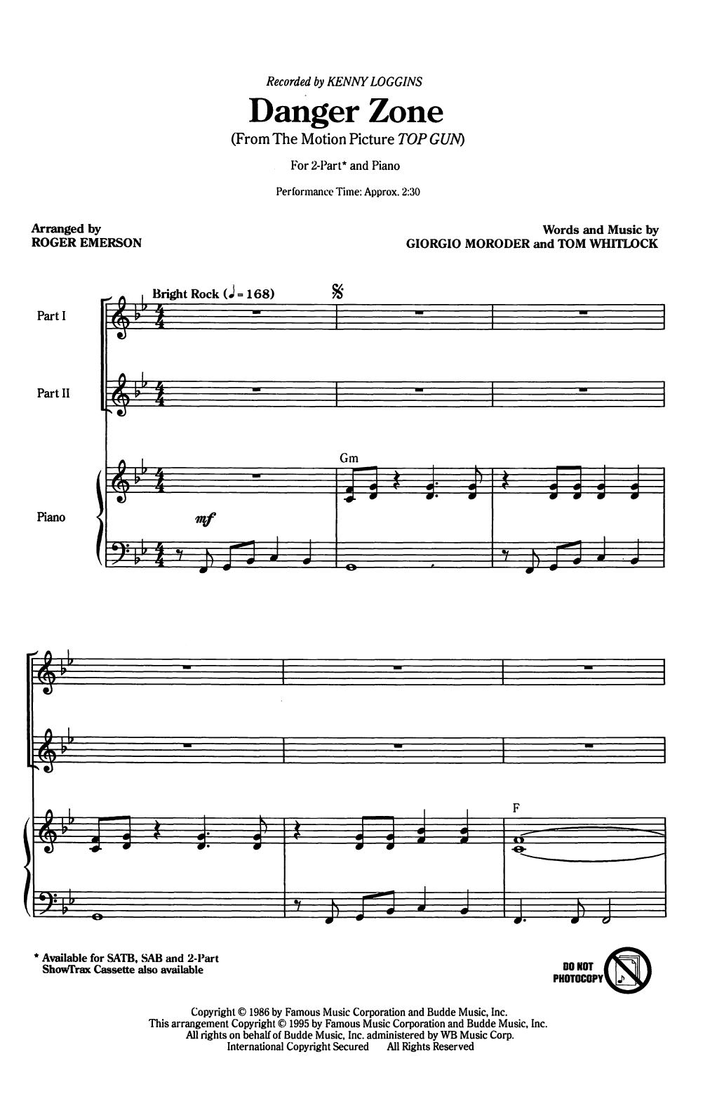 Product picture to: Danger Zone (arr. Roger Emerson)