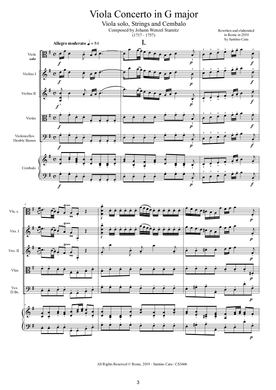 Produktgalerie: Seite 1 von 11 Viola Konzert in G-Dur, , Viola Solo, Streicherensemble und Cembalo BC