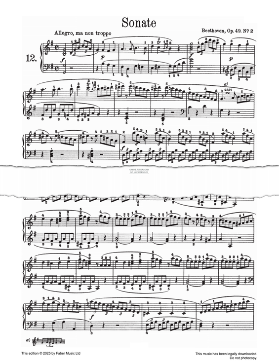 Produktgalerie: Seite 1 von 1 Sonata in G major Op. 49 No. 2, Ludwig van Beethoven, Klavier
