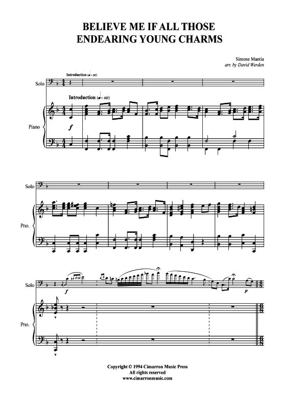 Product picture to: Believe Me If All Those Endearing Young Charms Simone Mantia